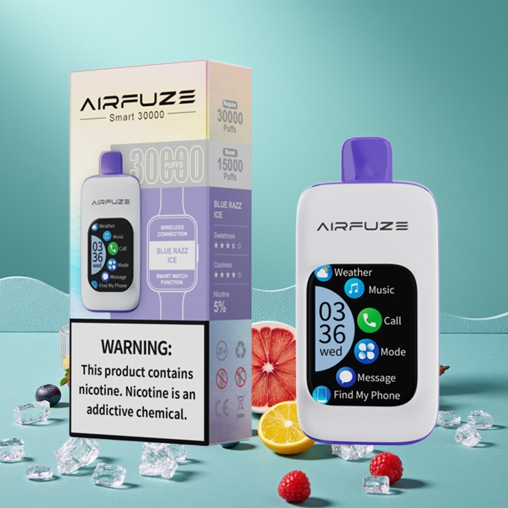 AirFuze Smart 30000 Puffs Disposable Pod Blue Razz Ice 5% 900mAh Type-C